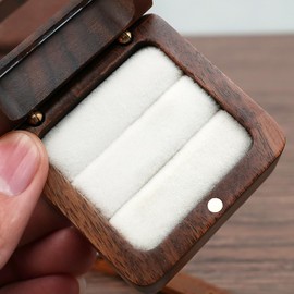 Caja de Doble Anillo, Caja de Madera para Doble Anillo con Tapa Transparente para Propuesta de Boda, Ceremonia de Compromiso