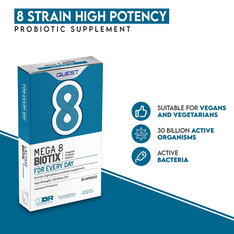 Quest Mega 8 Biotix Probiotic Capsules 30 Billion CFU for