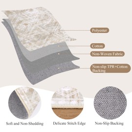 Vaukki Hallway Runner Rug, Soft Low Pile Laundry Rug Runner, Non Slip Entryway Mat, Boho Floor Runner Rug, Washable Kitchen Area Carpet for Hallway, Bathroom and Bedroom (2' X 6', Beige)