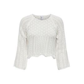 ONLY Women's ONLNOLA Life 3/4 Pullover KNT NOOS Sweater, Cloud Dancer, S