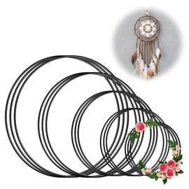 Forhandy Pack of 15 Metal Rings Black, 3 mm Metal Rings for Crafts, Decorative Rings for Hanging, DIY Wire Rings for Crafts, 10/15/20/25/30 cm for Dream Catcher Rings, Wedding Wreath, Christmas