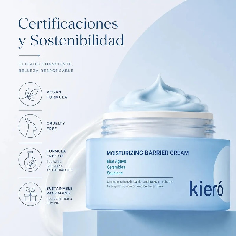 Crema Facial Hidratante Kiero Ceramidas Y Escualano Todo Tipo De