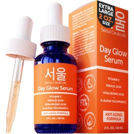 SeoulCeuticals Gran suero coreano de 2 onzas con 20% de vitamina C y ácido hialurónico + ácido ferúlico CE - Potente antienvejecimiento Vit C, antiarrugas K Beauty Cuidado de la piel
