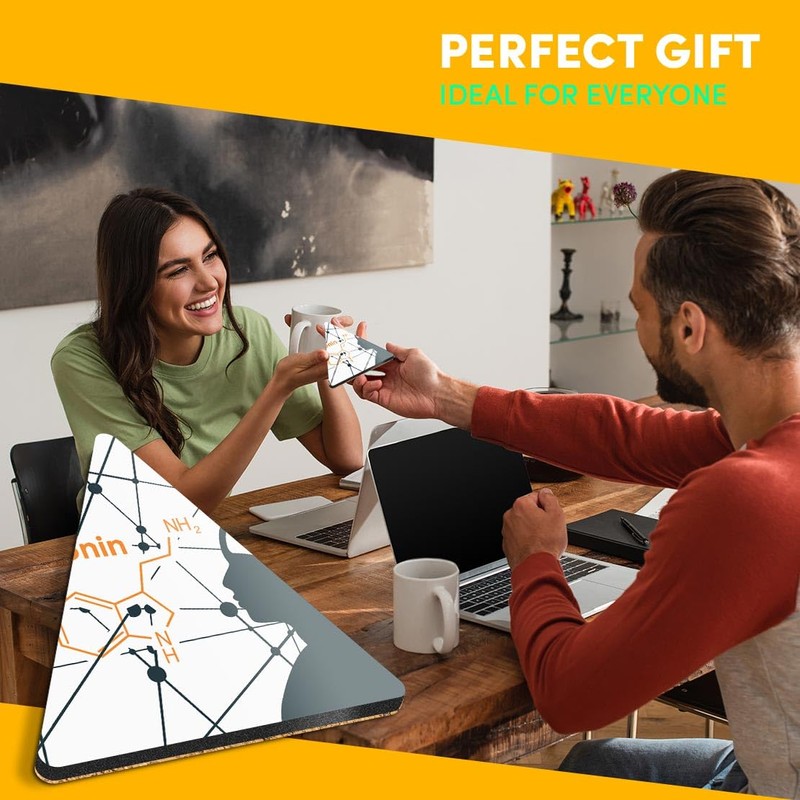 1 x Triangle Coaster - Serotonin Hormone Joy Cork Backed