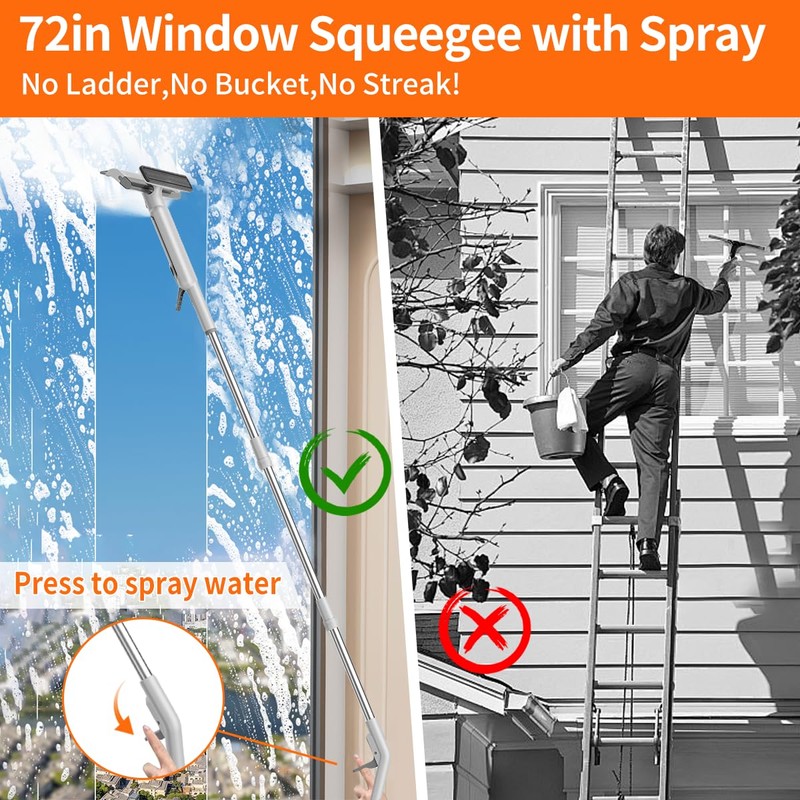 4 in 1 Window Squeegee with Water Tank,Window Cleaner Tool