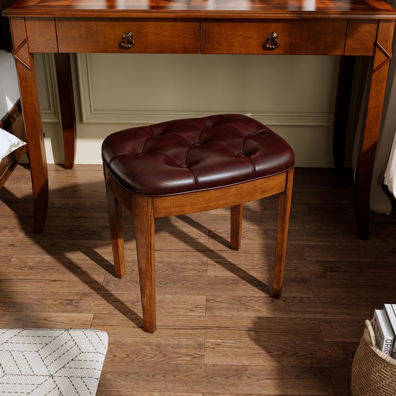 MODERION Vanity Bench with Upholstered, Modern Luxury Wood Stool,Ottoman Shoe