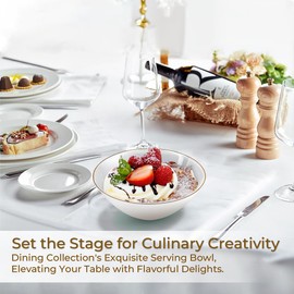 Dining Collection CoupeWare Elegant Serving Bowl Rim-112 oz (1 Pc), 112 oz, White/Gold