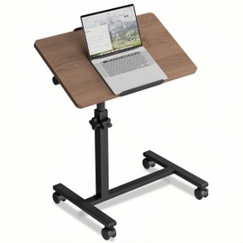 IRUFGLL Medical Overbed Tables Tilt Overbed Bedside Table Mobile Laptop Stands for Couch Side Bed DeskPortable Tray Desk-Brown