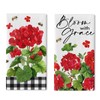 Uruney Spring Summer Geranium Flower Kitchen Dish Towels Set of