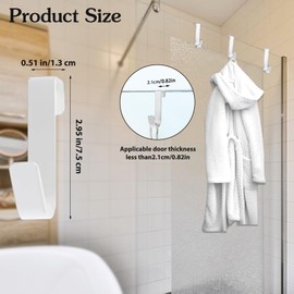WLLHYF Pack of 5 Towel Hooks Universal Door Hooks Stainless Steel Waterproof Hooks Door Coat Rack for Hanging Bathroom Frameless Glass Door, 2.1 cm (White)