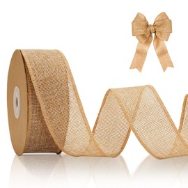 jijAcraft 10m Hessian Ribbon Roll, 4cm Natural Rustic Jute Burlap Ribbon Bundle, Linen Ribbon Craft Ribbon Band for DIY Crafts Gift Wrapping Wedding Decoration (Brown)