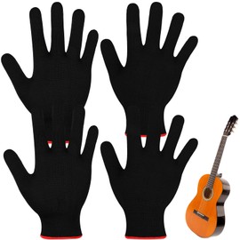 Jiuguva 4 Pack Guitar Gloves Guitar Fingertip Protector for Men Women Practice Gloves for Playing Musical Instruments, Black, medium