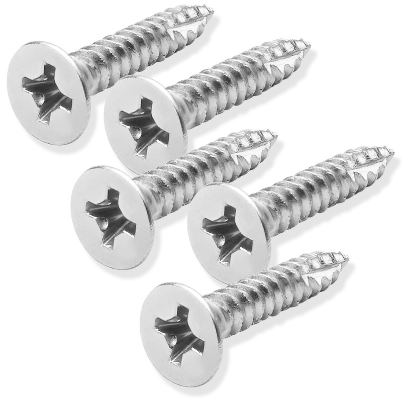 Cauldham Chrome Wood Screws #9 x 1 Inch for Door