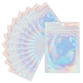120 Pcs Mylar Bags, 7X10cm Holographic Bags, Resealable Bags, Sweet Bag, Resealable Pouches, Seal Bags, Mylar Foil Ziplock Bags, Holographic Aluminum Foil Pouches for Coffee Beans Candy