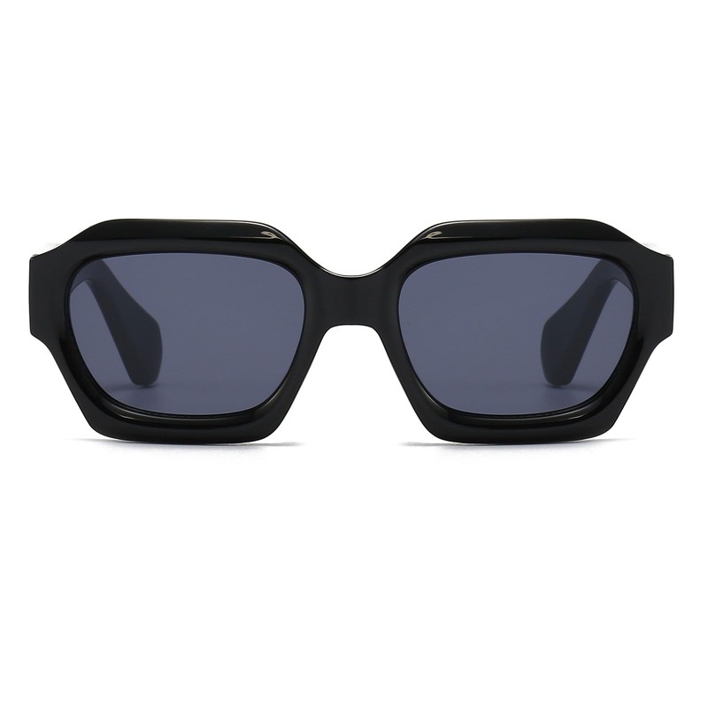 LJCZKA Sunglasses Women's Vintage Square Men's Rectangular Sunglasses Thick Frame