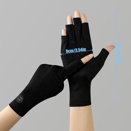 [Kingsie] レディース手指なし手袋 半指手袋 UVカット レディース 指なし 半指 紫外線対策 スマホ 日焼け止め 運転 作業 自転車 コットン 春夏秋 (D ブラック)