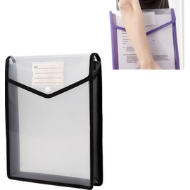 File Bag, Button Type File Bag, 1 Piece, Transparent, Stylish, Large Capacity, Waterproof, Translucent File Case, Document File, Clear File, A4, A5, Stylish, Documents, Organization Storage (Black,