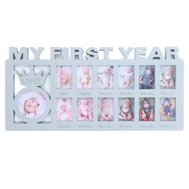 Newborn Photo Frame Durable Polished 12 Small Picture Frames Record Baby's Monthly Growth Baby Photo Frame for GiftBlue