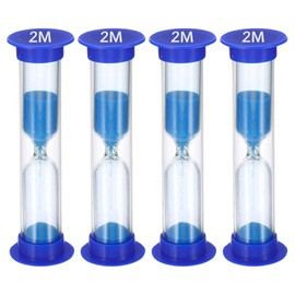 TeacherFav Sand Timer for Kids - 2 Minute Set of 4 Hour Glass -Blue Color- Acrylic Covered for Classroom, Home & Kids Room