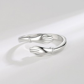 TOFBS 3 Stück Umarmungsringe für Frauen 925 Sterling Silber Ringe Vergoldet Verstellbar Ring Set Freundschaftsringe Modeschmuck Geschenk Frauen Mädchen Schwester Mutter