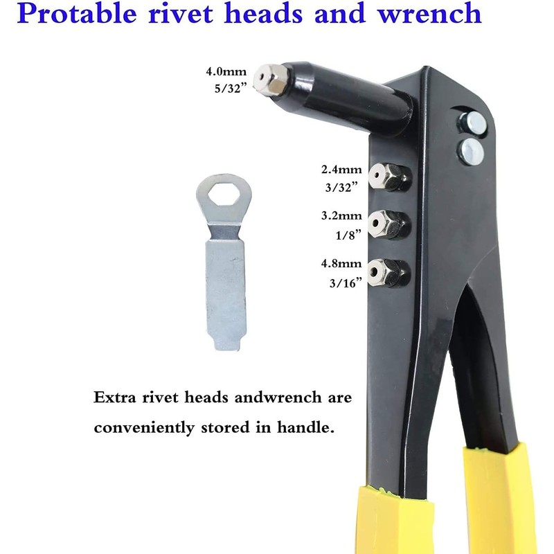 zalati Riveter Hand Tool Rivet Gun with 4 Sizes Installation