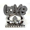 Silver Crushed Diamonds Love Sign on Heart Sparkle Ornaments |