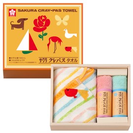 Stylem Takisada-Osaka CR23150 Sakura Pass Towel, Gift, Boxed, Hand Towel, Nursery School, Loop Included, 1 Sheet, 13.4 x 13.4 x 13.4 inches (34 x 34 cm), Towel Handkerchief x 2, 9.8 x 9.8 inches (25 x