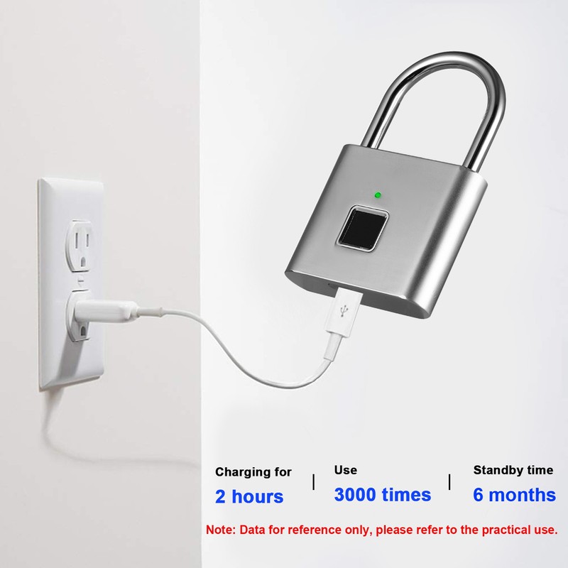 Smart Fingerprint Padlock Rechargeable Keyless 10 Fingerprints Morse Code Emergency