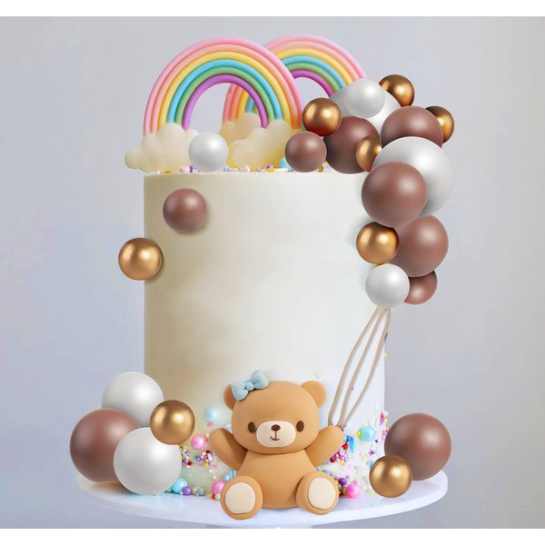 Decoración para tartas de oso, mini bolas de oso, decoración de tartas, bolas de espuma de perlas para niños, niñas, baby shower, suministros de fiesta de cumpleaños temáticos (azul)