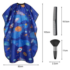 AYBUY Kids Hairdressing Gown Barbers Cape, Blue Space Cutting Gowns with Neck Duster Brush and Hairdressers Comb, Waterproof Children Salon Cape Apron, Barber Accessories