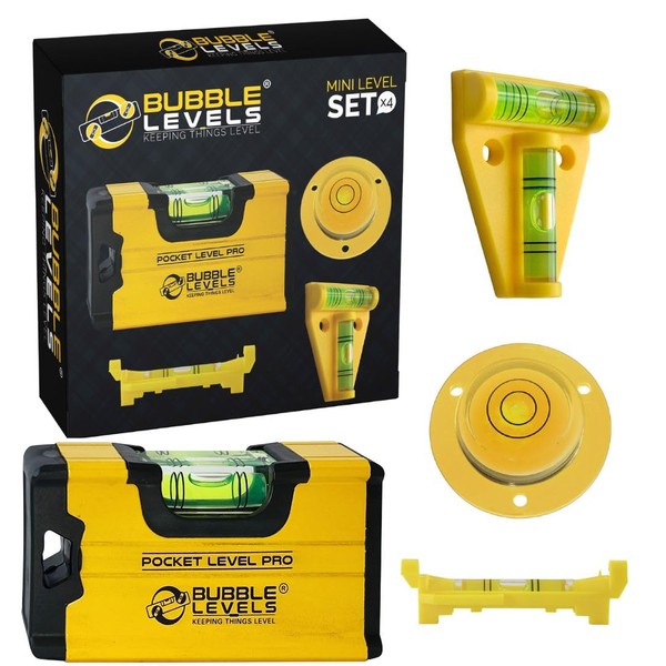 'BUBBLE LEVELS' - MINI Levelling Set (4 pcs) - Pocket