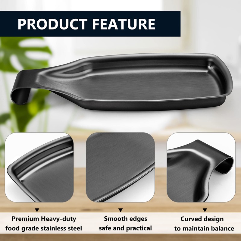 Black Stainless Steel Spoon Rest for Kitchen Stove Top, Herogo