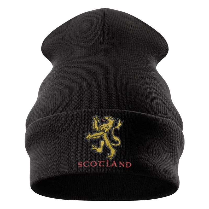 Purple Print House Scotland Lion Embroidered Beanie Hat for Men