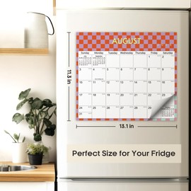 Aesthetic 2025-2026 Magnetic Calendar for Refrigerator, Fridge Calendar Magnet Runs Until December 2026, 18 Monthly Refrigerator Calendars with Checkered Design for Easy Organizing