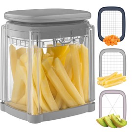 Vihoom Chip Cutter, Potato Cutter for French Fries, Chip Cutter with 3 Stainless Steel Blade, Multi-Purpose Vegetable Cutter for Vegetables and Fruits, Easy to Clean