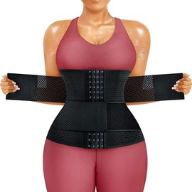 Eleady Reductor Abdominal Mujer Traje De Sauna Faja Neopreno Sudoración Entrenador de Cintura Abdomen Soporte Lumbar Ajustable