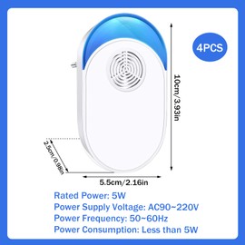 Ultraschall-Schädlingsbekämpfer, 4 Stück Elektronische Insektenschutz-Mausefallen, Elektronische Insektenschutzmittel Indoor, Mäuseabwehr,für Mäuse, Mücken, Kakerlaken, Spinnen, Fliegen