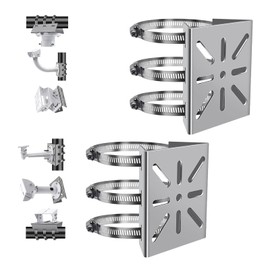Universal Vertical Pole Mount with 3 Loops, Stainless Steel Vertical Pole Mount Adapter for CCTV Security Camera PTZ Dome Indoor Outdoor AP Access Point Client CPE,2pack