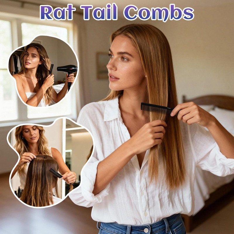 Professional Black Carbon Fiber Hair Cutting Comb，Fine Tooth Hair Barber