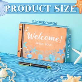 Skyygemm Welcome Visitor Wooden Guest Book with Pen 8 x 6 Inches 120 Pages Memory Scrapbook Rustic Signature Party Sign in Xmas Gift for Couple Guests Book