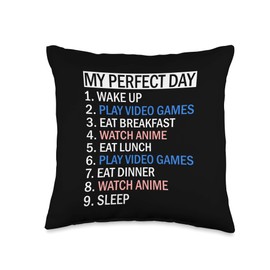 My Perfect Day Video Games Throw Pillow