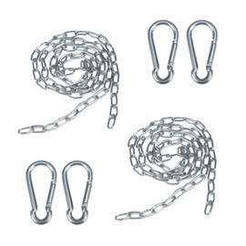 2 Pcs Safety Chains Stainless Steel Link Chains 40in x 5/64in Long Link Metal Chain Rings Light Heavy Duty Coil Chain with 4 Carabiner Clip Hooks for Hanging Pulling Towing Pet Dog Chain TXZWJZ