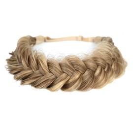 STHEJFB Braid Headband 2 Strands Messy Classic Chunky Plaited Wide Braids Elastic Stretch Quality Synthetic Braided Headband Women Girl Bohemian Hair Braid 65g (Headbands A10)