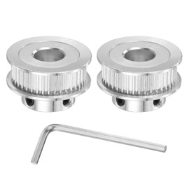 MECCANIXITY 2GT Pulley 40 Teeth 10mm Bore Aluminum Timing Pulley Wheel for 6mm Width 40T Timing Belt with Hexagonal Wrench for 3D Printer, CNC, Timing Belt-2 Pcs Silver