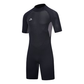 Mens and Womens 2/3mm Shorty Wetsuits Back Zip for Scuba Diving, Snorkeling, Surfing, Kayaking, Short Sleeve Neoprene Wet Suit for Water Sports