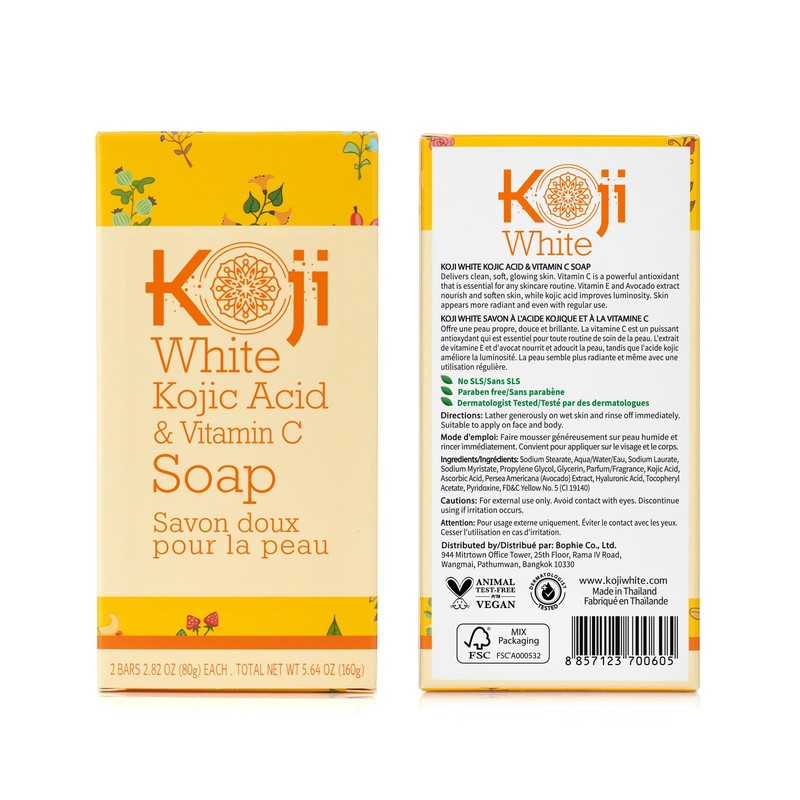 Koji White Kojic Acid & Vitamin C Brightening Soap, Hydrating