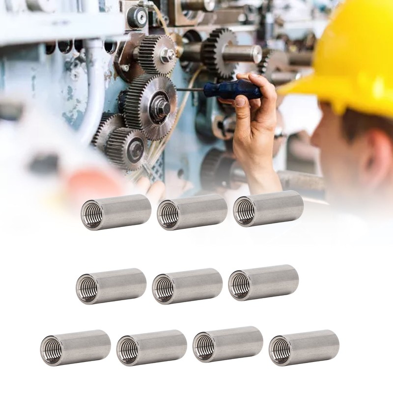 10PCS Round Coupling Nuts 304 Stainless Steel Female Thread Cylindrical