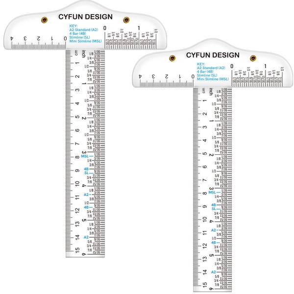 2PCS 6inch/15cm T-Shape Acrylic Transparent T-Ruler for Drafting and General