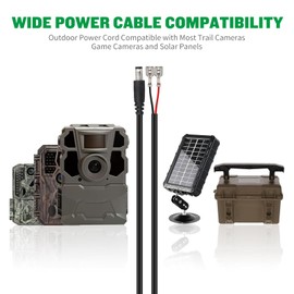 Varbmt Trail Camera Power Cord 79-inch(2M), 22AWG 5.5x2.1mm DC External Power Cable Compatible with Spypoint, Stealth Cam, Moultrie, Muddy Trail Camera, Solar Panels, 1PCS