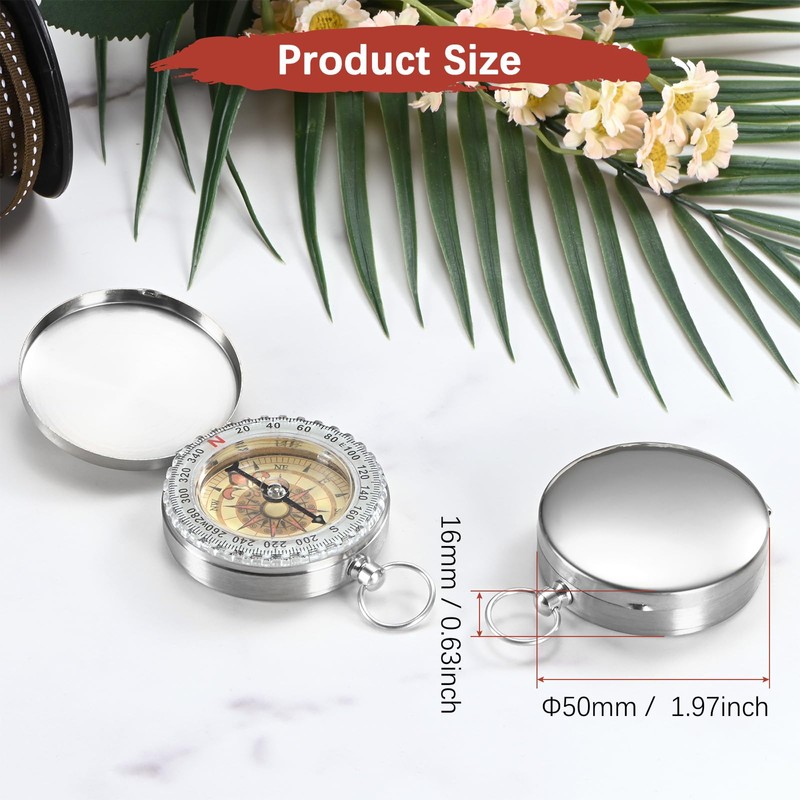 TIXIPEM Camping Survival Compass [2PCS] - Copper Clamshell Classic Pocket